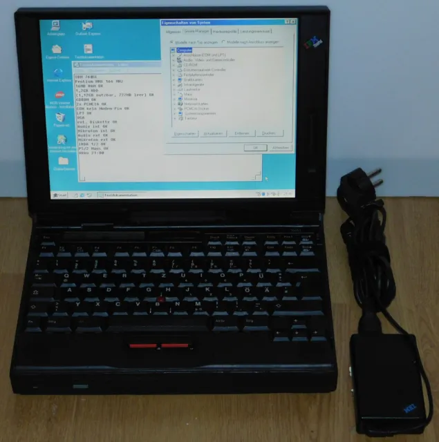 12,1" Laptop Notebook IBM Thinkpad 760XL Pentium MMX 166 MHz 16MB 1GB Win 98 SE