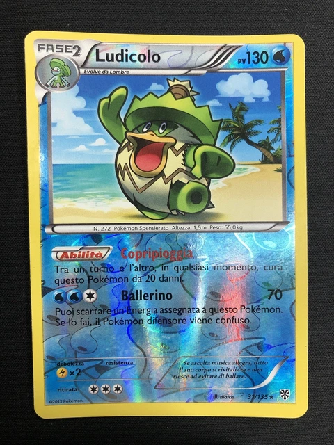 Pokemon Ludicolo 31/135 Hurricane Plasma Rare Reverse Holo ITA Nintendo Card