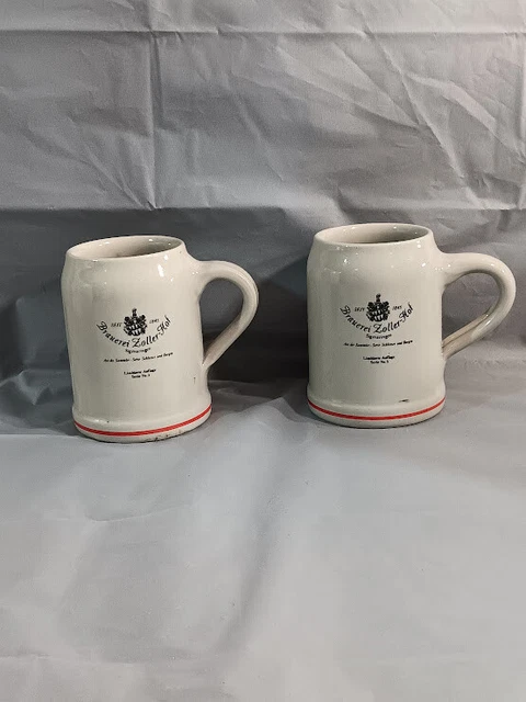 set of 2 Vintage Brauerei Loller Hof  Whiskey Glass Mugs