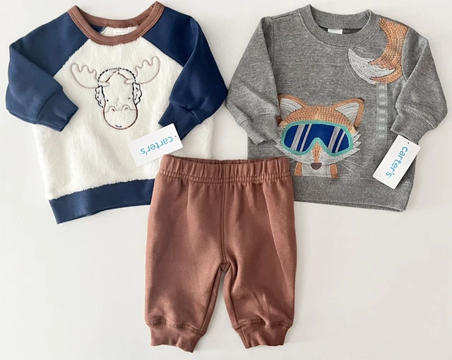 New Baby Boy Clothes 3 Months Pants Set Sweatshirt Winter 3 PC Set Carters Lot