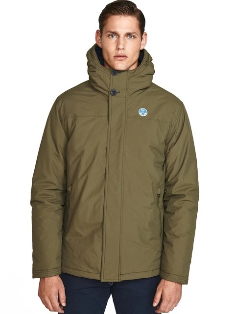 Giubbotto uomo invernale North Sails giacca casual con cappuccio e tasche verde 6
