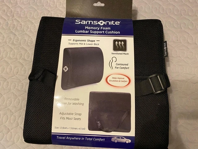 NEW Samsonite Lumbar Support Cushion Memory Foam Ventilated Mesh AUTO HOME 2