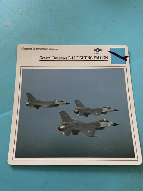 Carte de Collection Chasseur De Supériorité Aérienne Général Dynamics F-16 Fight