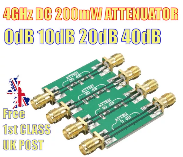 200 mW DC 4,0 GHz 0dB 10dB 20dB 30dB RF atténuateur femelle SMA. POSTE 1RE CLASSE