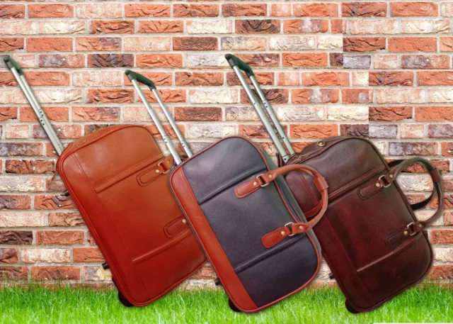 Leather Trolley Bag wheeled Duffle suitcase On wheels luggage Cabin Bag Luggage