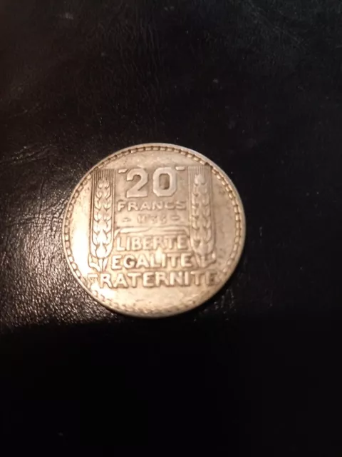 pièce de monnaie 20 francs turin 1933 argent