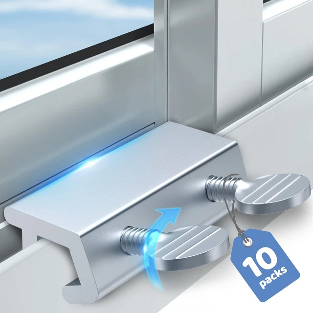 Sliding Door Window Locks for Security 10 Pack Adjustable Glass Windows Stopper