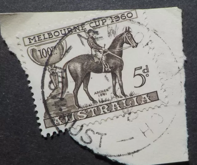 1960 Newport Beach.NSW.CDS Postmark on piece.5d Melbourne Cup(LotE424p)