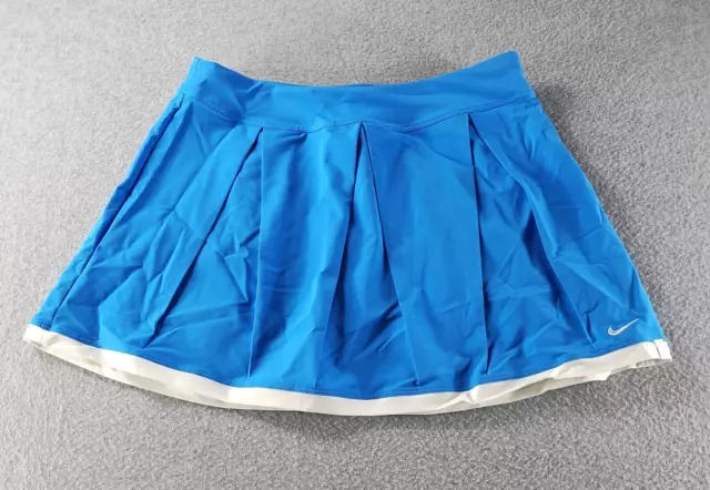 NWT Nike Dri-Fit Blue White Pleated Tennis Skort Swoosh Logo Women's Skirt S