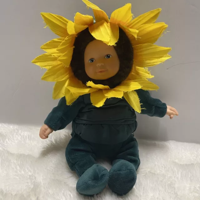 Vintage Anne Geddes Sunflower Bean Filled Collection Unisex Kids 9" Baby Doll