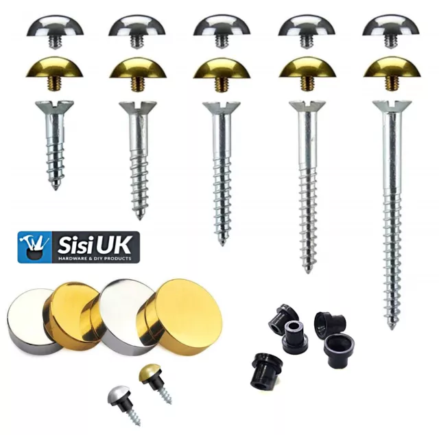 Mirror Screws Choose - Size/Type Available Flat,Dome,Chrome & Brass High Quality