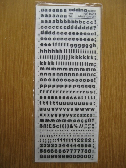 1 x Edding Unterkoffer & Nummer Helvetica Fett 5 mm 18pt Transfer Ref. 1423