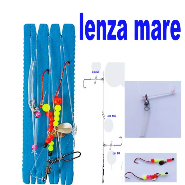 lenza pronta pesca bolentino traina doppio amo artificiale mare barca sgombro