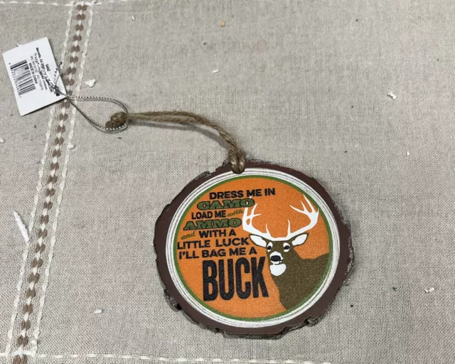 Midwest Gift Buck wood ornament, deer head holiday gift hunting trophy NWT