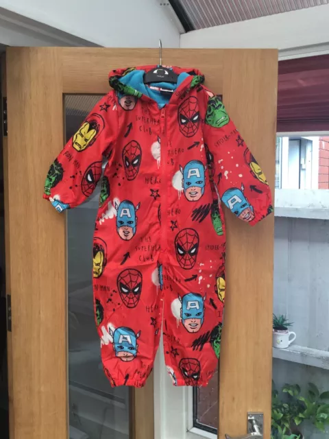 Nuovo abito George Marvel Puddle Rain Splash con cappuccio ragazzi supereroi età 18-24 mesi