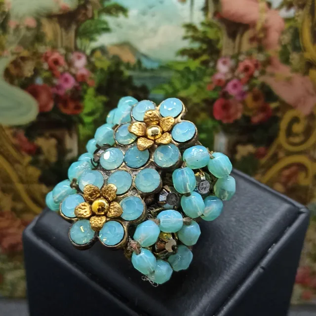Michal Negrin Ring Statement With Turquoise Swarovski Crystals Oversize Large