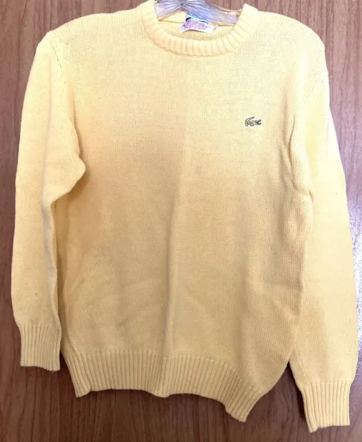 Izod Lacoste Vtg Cotton Yellow Pullover Sz 18 Youth Size Sweater  Preppy
