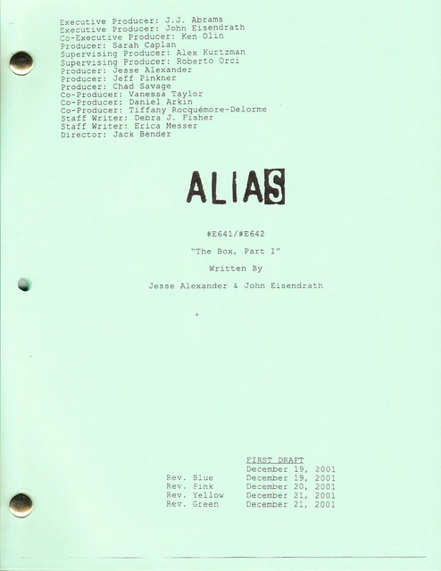 ALIAS SHOW SCRIPT "The Box, Part I & II" (2 Scripts) EUR 11,49 ...