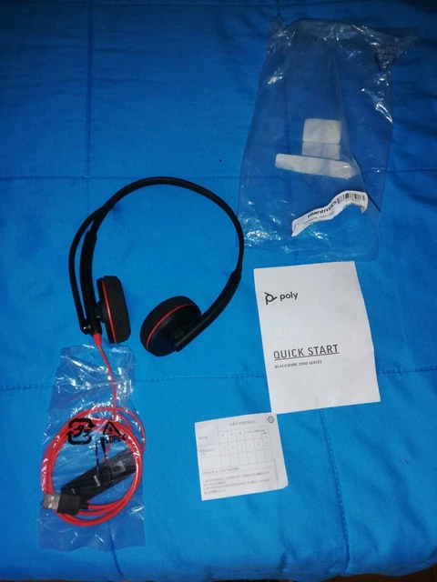 cuffie + microfono  BLACKWIRE USB-A   3220 SERIES POLY APERTE MAI USATE