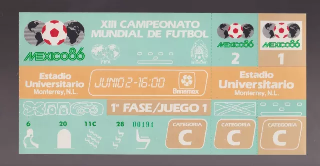 Football Ticket Mexico World Cup 1986 "Mint Unused" Morocco V Poland