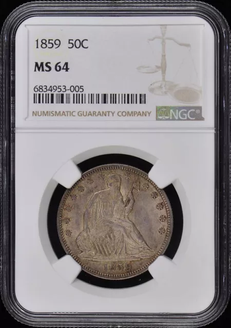 1859 Seated Liberty Half Dollar - No Motto 50C NGC MS64