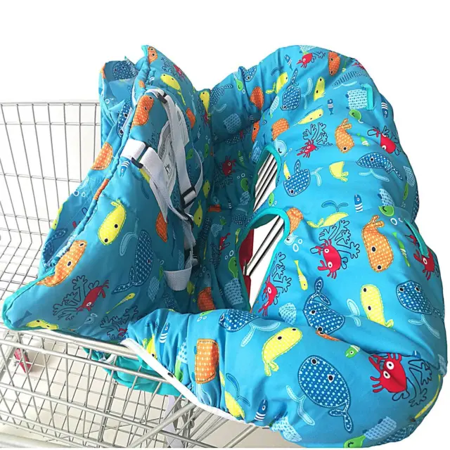 2-in-1 Thick Baby Shopping Cart Cover High Chair Cover Grocery Portable Washable 3