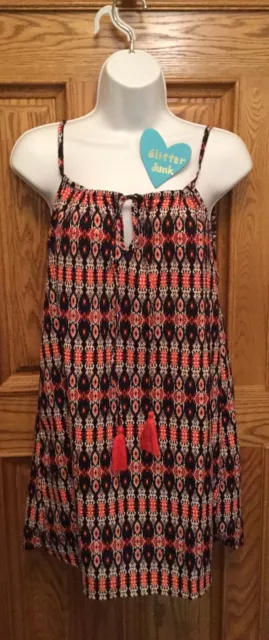 Dress Tunic Cover-Up Med Trendy Vibes Navy Coral Tassels NWT Cute! FREE SHIPPING