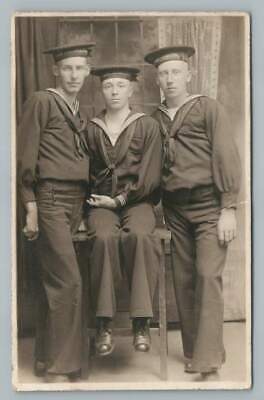 Affectionate Navy Sailors USS Massachusetts RPPC Antique Photo Gay Interest Men