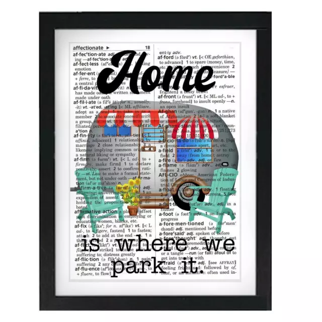 Home Is Where We Park It Camping Camper RV Recycled Dictionary Art Print Gift