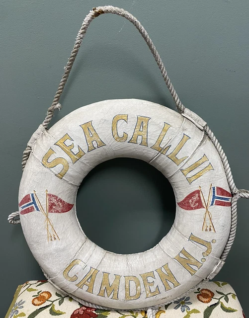 Life Ring Buoy “Sea Call II” Camden NJ True Vintage Nautical Decor Tug Boat Ship