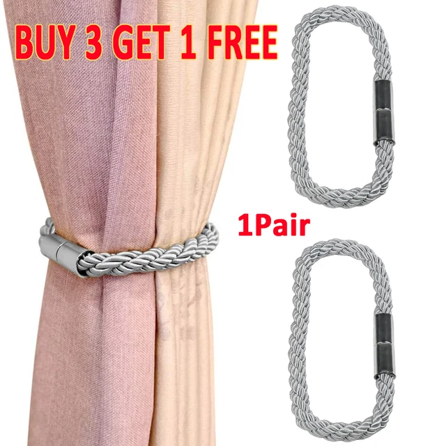 2X Magnetic Curtain Tiebacks Tie Backs Buckle Clips Weave Rope Holdbacks Home UK