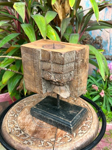 1700's Old Wooden  Wall Hanging Indian Antique Handcrafted  Rustic Candle Stand