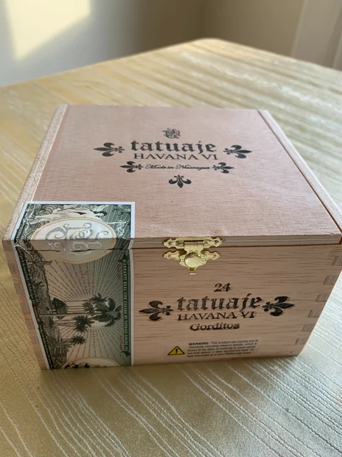 Cigar Box Empty Tatuaje Havana VI Wood Hinged Box