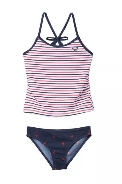 Roxy Girl's Toddler 2 Pc Chasing Love Tankini Swimsuit Red White Blue 2T/3T NWT