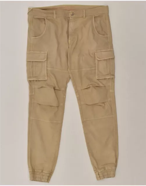 GAS Mens Joggers Cargo Trousers XL W36 L31 Beige Cotton AO02