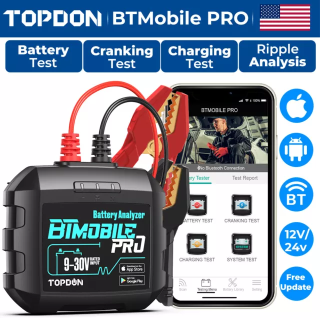 Topdon USA BT Mobile Pro 12V Wireless Battey and System Tester with Bluetooth