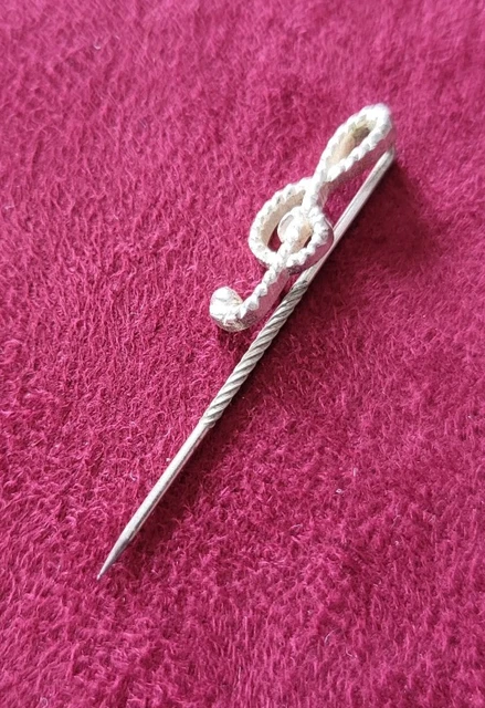 Broche Clé De Sol – Dorée, Strass Cristal Et Perle Nacrée – Bijou Musique (neuf Avec étiquettes)