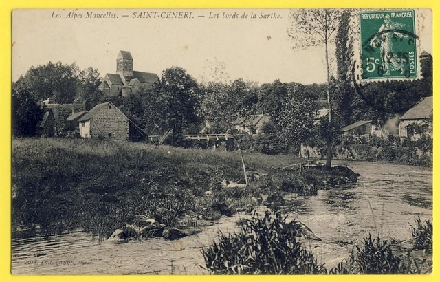 cpa Alpes Mancelles 61 - SAINT CENERI LE GEREI (Orne) Bords de la Sarthe VILLAGE