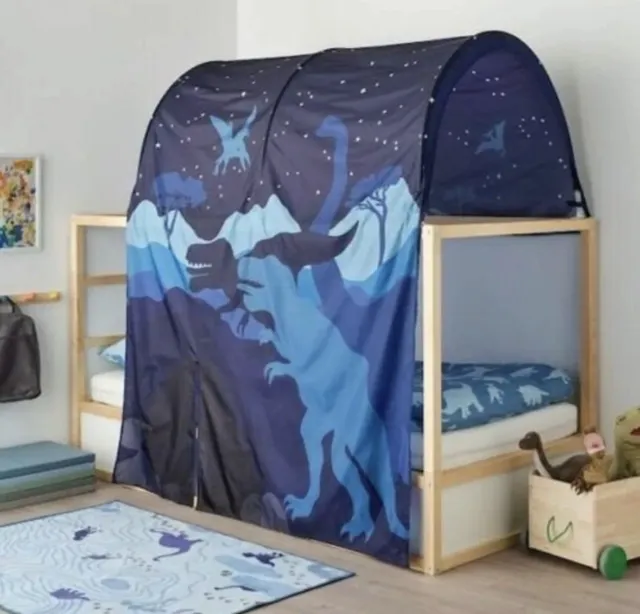 Ropa de cama para niños Ikea KURA con dosel, patrón de dinosaurio azul, TOTALMENTE NUEVA