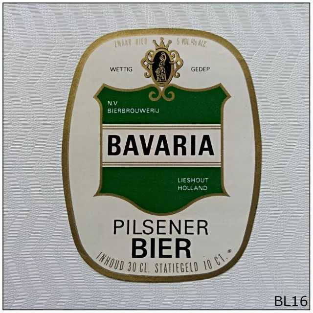 Bavaria Pilsener Bier NV Bierbrouwerij Leshout Holland Beer Label (BL16)