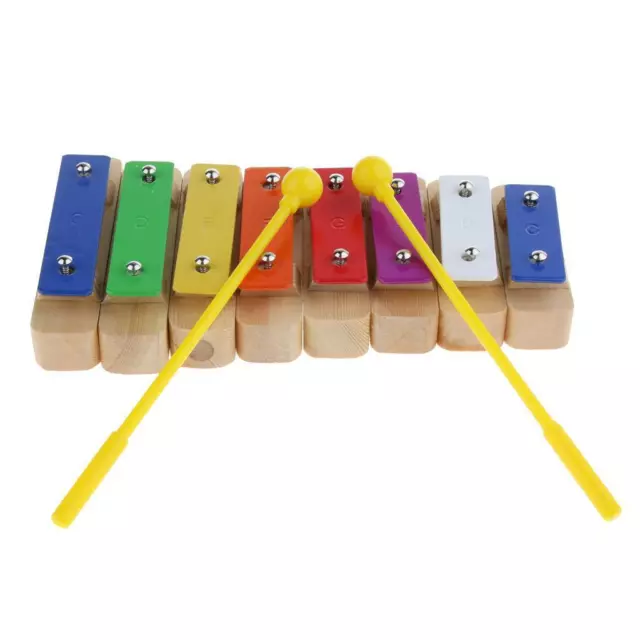 Novelty Rainbow Colored Wooden Xylophone with 1 Pair of