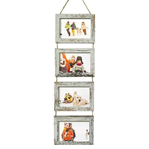 4x6 Wall Hanging Picture Frames Collage with 4 Opening Distressed 4x6(1-Pack)