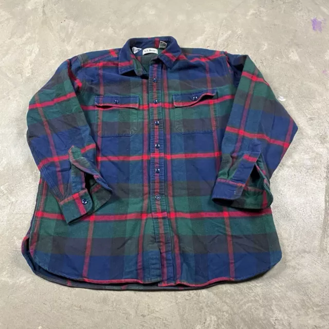 VINTAGE LL BEAN Chamois Flannel Shirt Plaid L Men’s Blue Red Green 90s ...