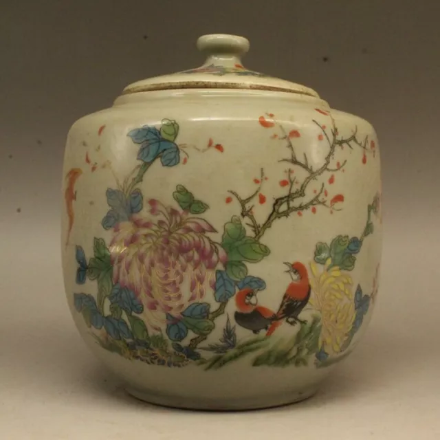 Boutique Chinese Famille Rose Porcelain Hand Painted Flowers And Plants Pot S577