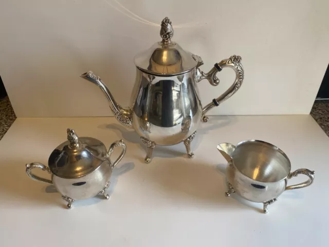 Super Condition 3 Piece Plated Tea Set