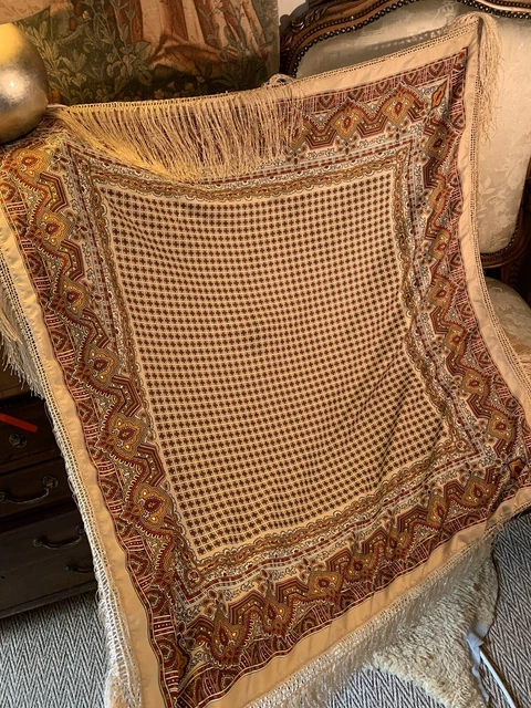 Scialle di seta con frange paisley 44 pollici quadrati