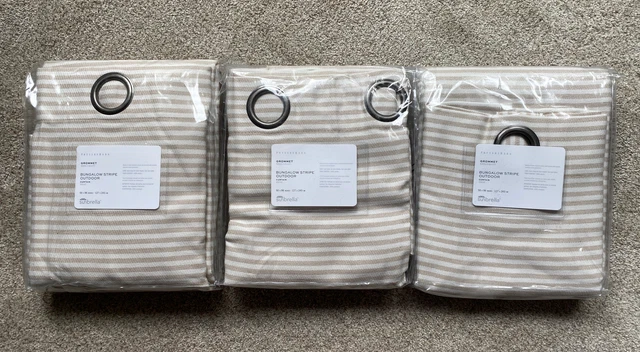 3 Pottery Barn Sunbrella® Bungalow Stripe Outdoor Grommet Curtains 50 x 96" Tan 3 Pottery Barn Sunbrella® Bungalow Stripe Outdoor Grommet Curtains 50 x 96" Tan