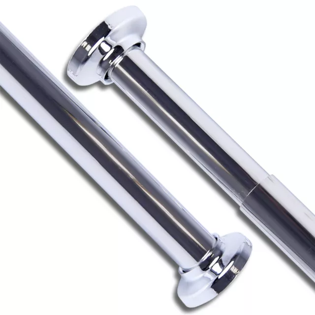 Chrome Shower Curtain Rail Rod Extendable 70-120/125-220 Telescopic Pole