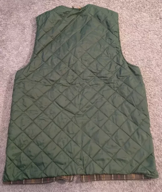 Men's Barbour A855 Classic Quilted Waistcoat Zip-in Liner Green Size 42 2