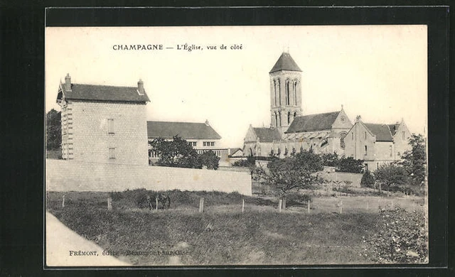 CPA Champagne, L´Eglise, vue de coté